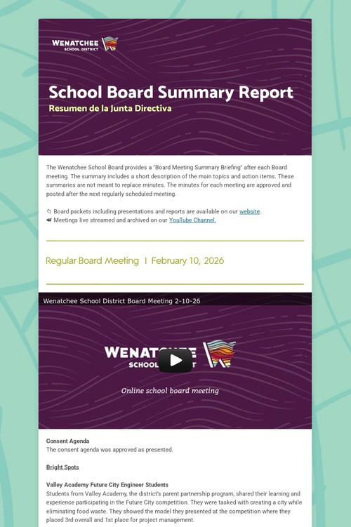 School Board Meeting Summary