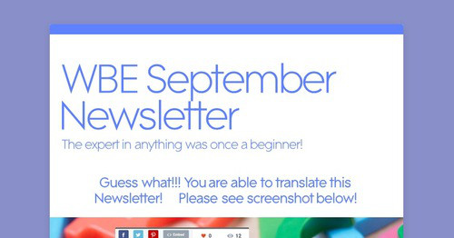 WBE September Newsletter