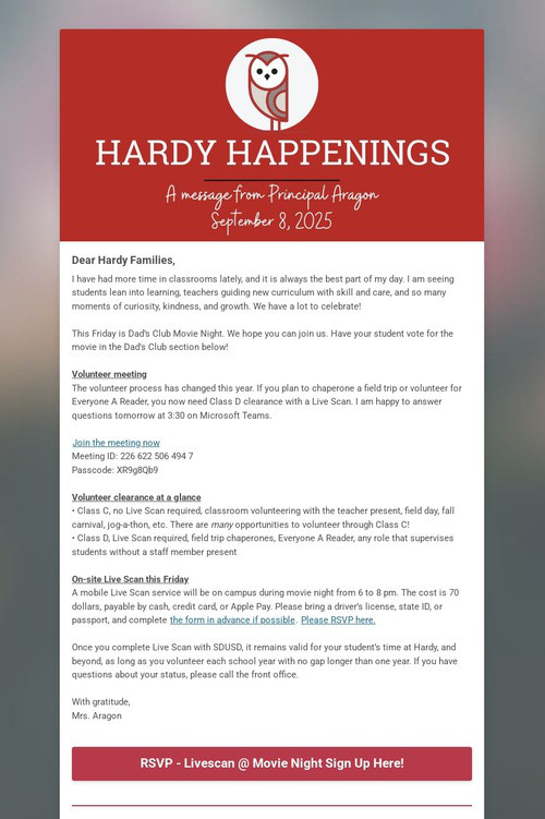 Hardy Happenings