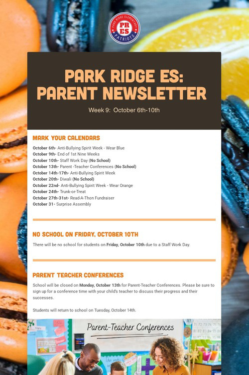 Park Ridge ES:  Parent Newsletter