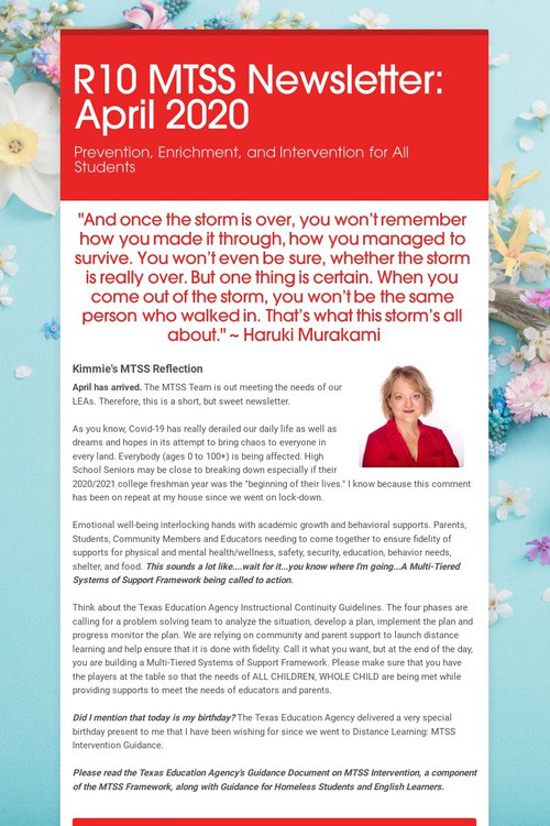 R10 MTSS Newsletter: April 2020