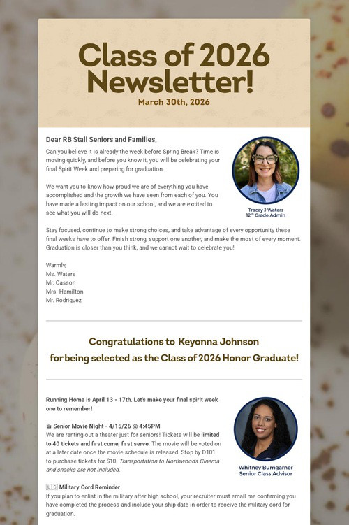 Class of 2026 Newsletter!
