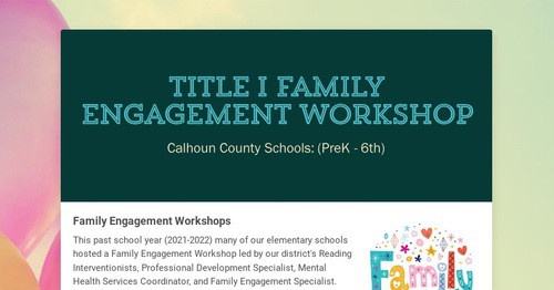 Title I Family Engagement Workshop