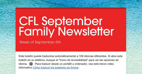CFL September Family Newsletter