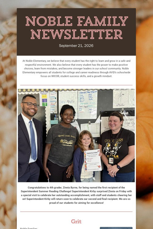 Noble Family Newsletter