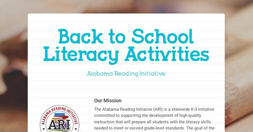 Back to School Literacy Activities