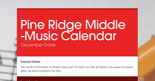Pine Ridge Middle -Music Calendar