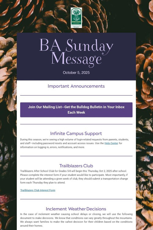 BA Sunday Message