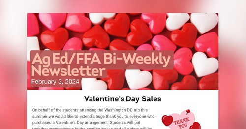 Ag Ed/FFA Bi-Weekly Newsletter