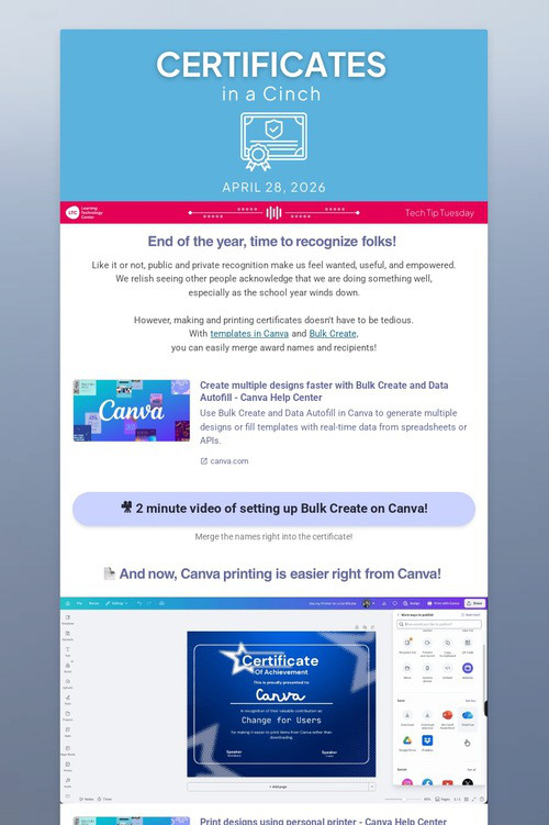 Certificates in a Cinch