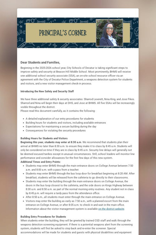 A Message From Principal Glenn