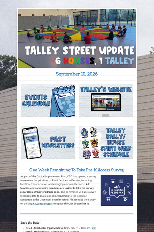 Talley Street Update