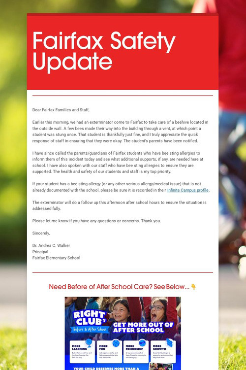 Fairfax Safety Update