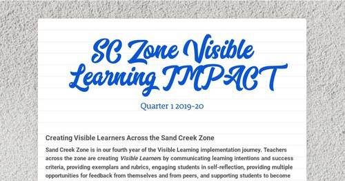SC Zone Visible Learning IMPACT | Smore Newsletters for Education
