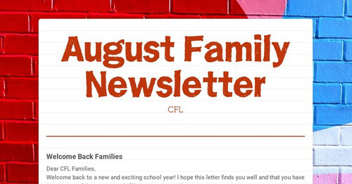 August Family Newsletter