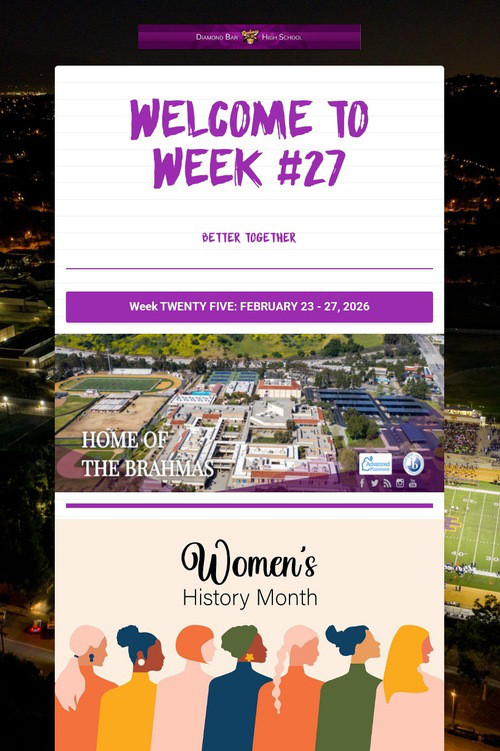 Welcome To Week #27