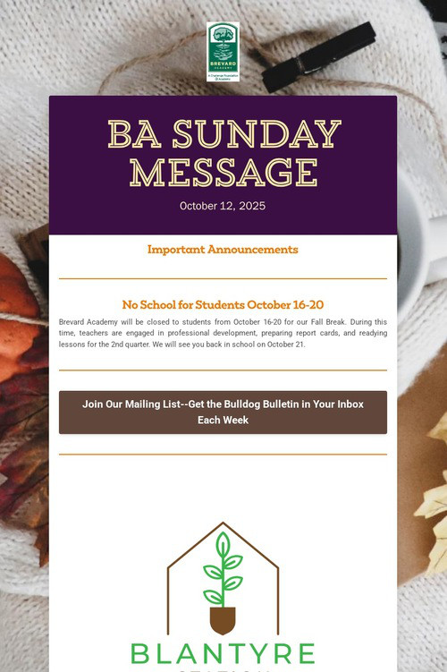 BA Sunday Message