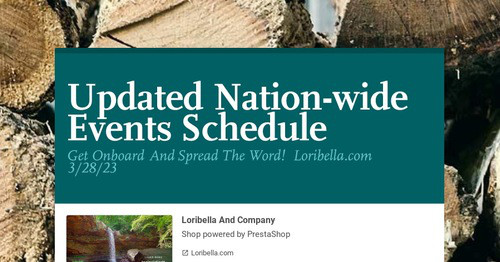 Updated Nation-wide Events Schedule