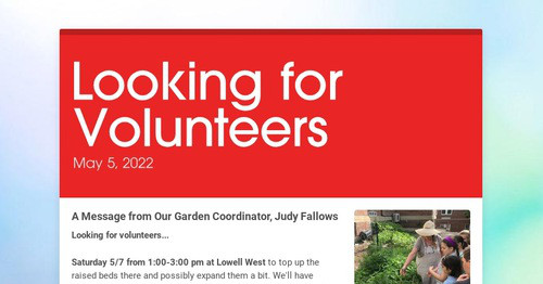 Looking for Volunteers
