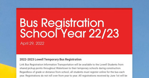 Bus Registration School Year 22/23