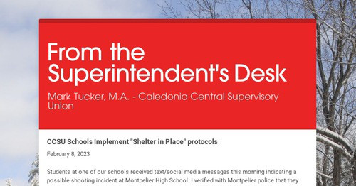 From the Superintendent's Desk