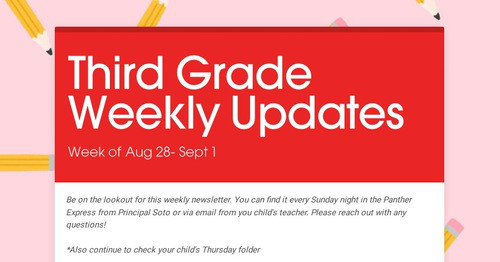 Third Grade Weekly Updates
