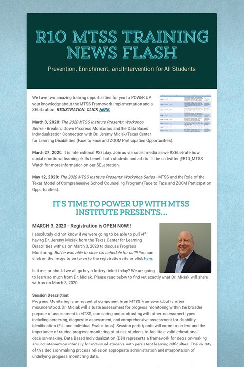 R10 MTSS Training News Flash
