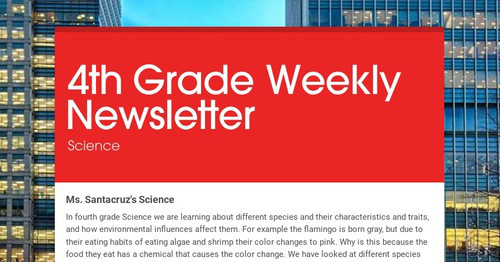 4th Grade Weekly Newsletter