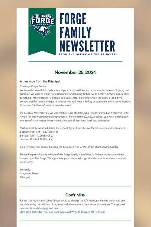 Forge Family Newsletter