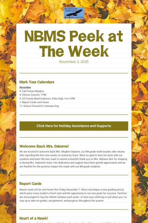NBMS Peek at The Week