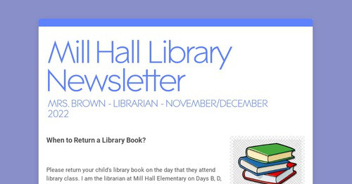 Mill Hall Library Newsletter