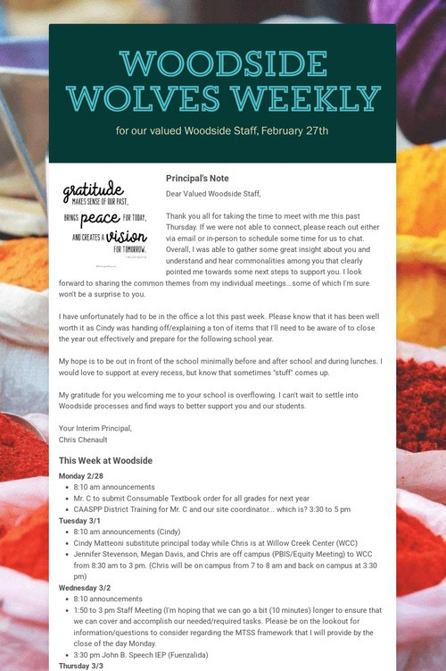Woodside Wolves Weekly