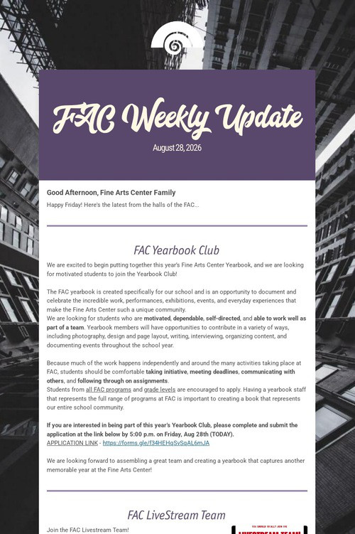 FAC Weekly Update