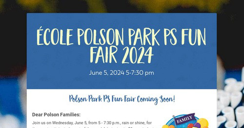 École Polson Park PS Fun Fair 2024
