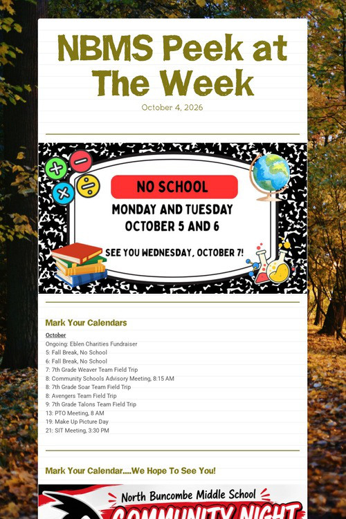 NBMS Peek at The Week