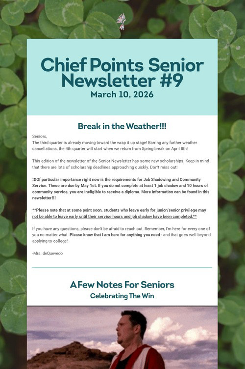 Chief Points Senior Newsletter #9