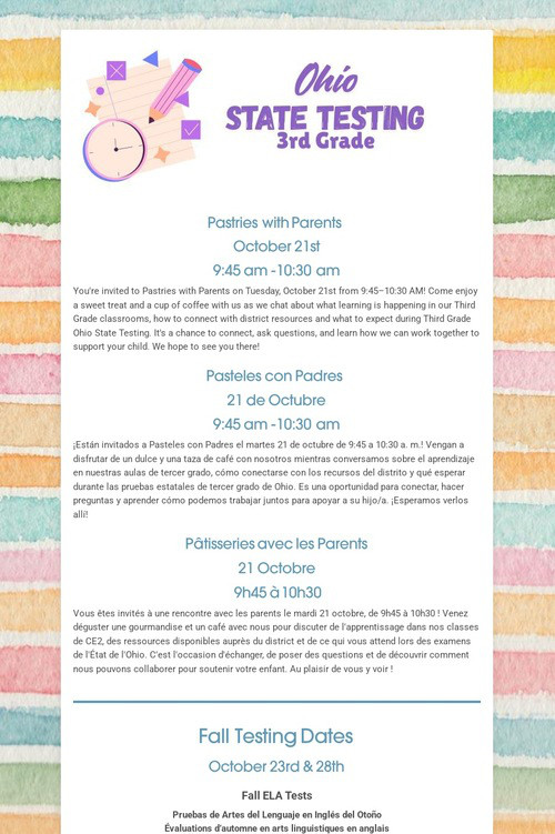 Ohio State Testing - 3rd Grade Fall