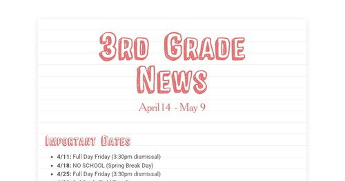 3rd Grade News