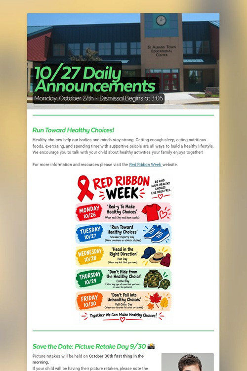 10/27 Daily Announcements