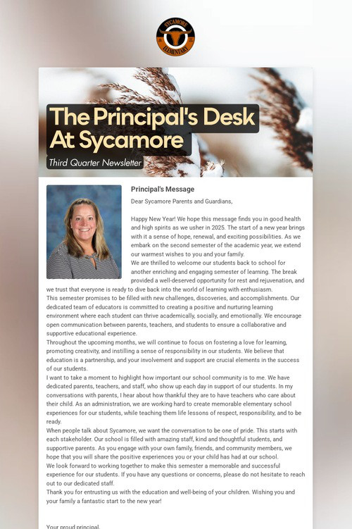 The Principal's Desk At Sycamore