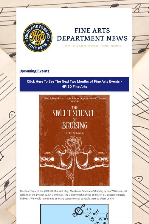2/28/26 Fine Arts Department News