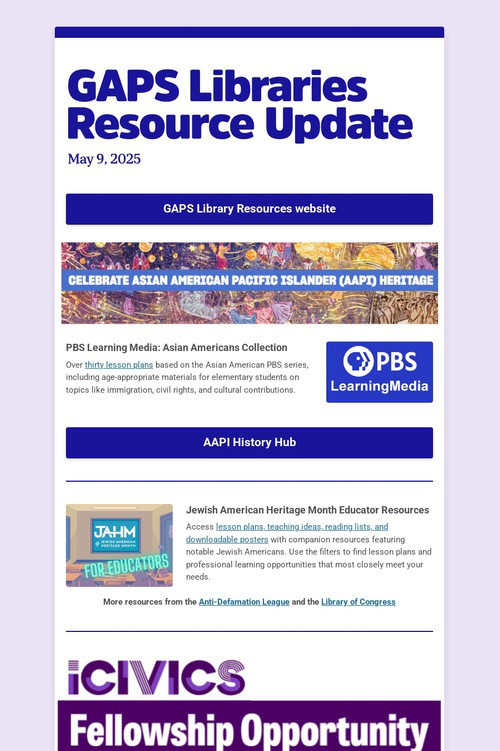 GAPS Libraries Resource Update