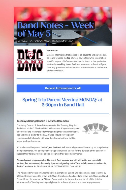 Band Notes - Week of May 5