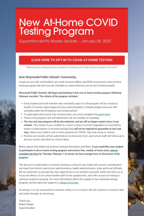 New At-Home COVID Testing Program