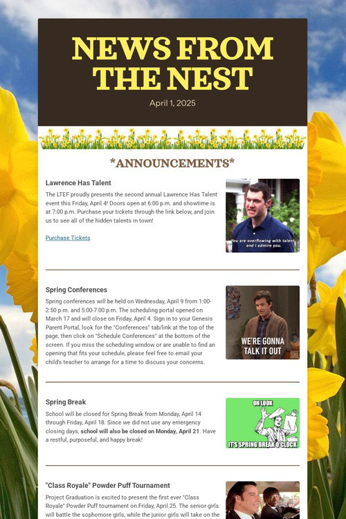 NEWS FROM THE NEST