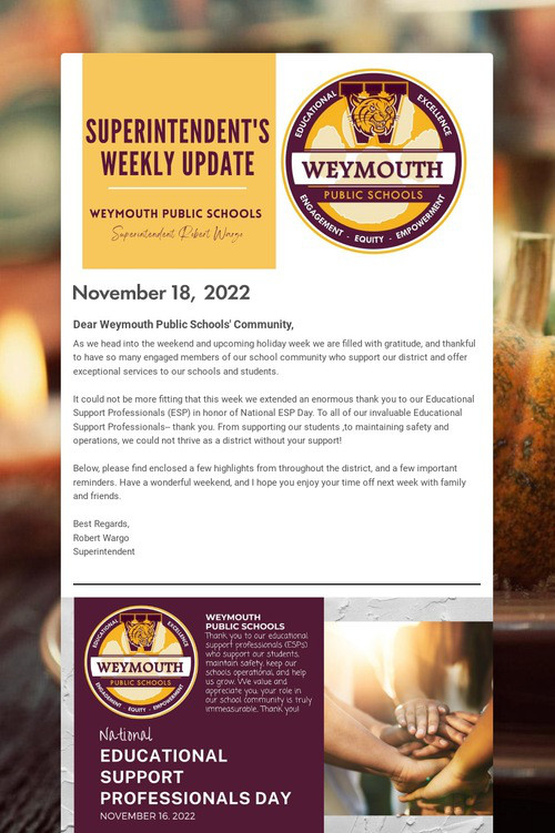 Superintendent's Weekly Update