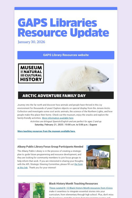 GAPS Libraries Resource Update