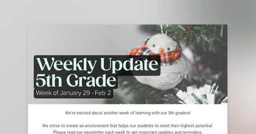 Weekly Update 5th Grade