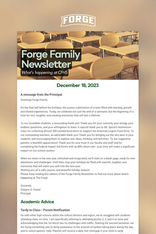 Forge Family Newsletter