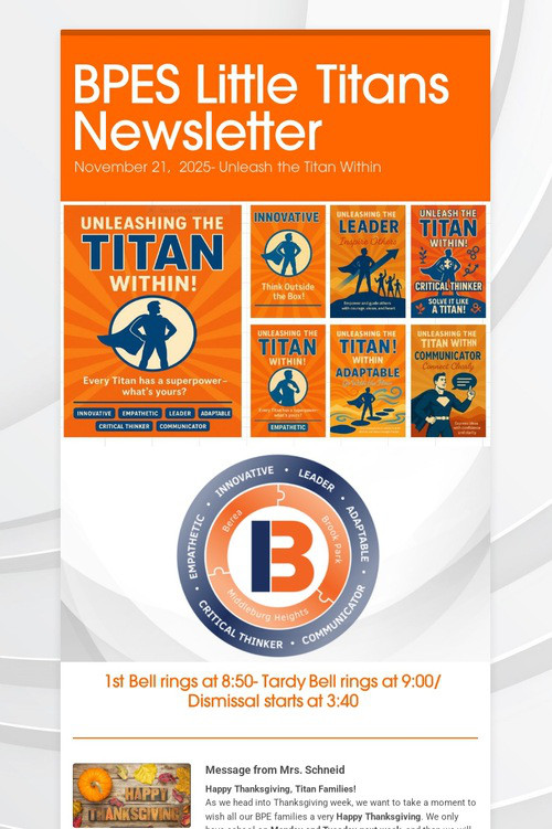BPES Little Titans Newsletter